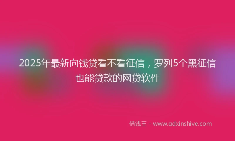 2025年最新向钱贷看不看征信，罗列5个黑征信也能贷款的网贷软件
