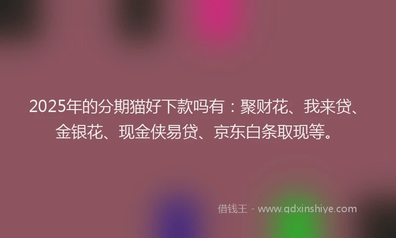 2025年的分期猫好下款吗有：聚财花、我来贷、金银花、现金侠易贷、京东白条取现等。