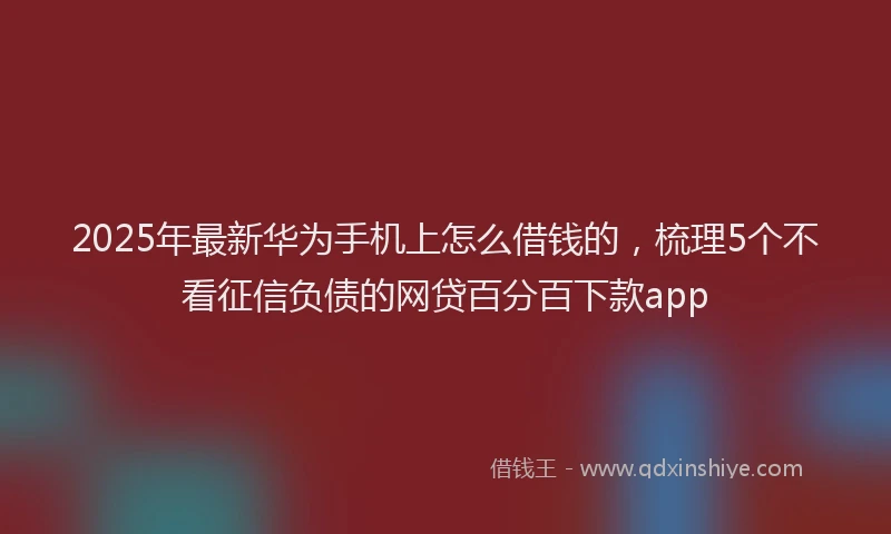 2025年最新华为手机上怎么借钱的，梳理5个不看征信负债的网贷百分百下款app