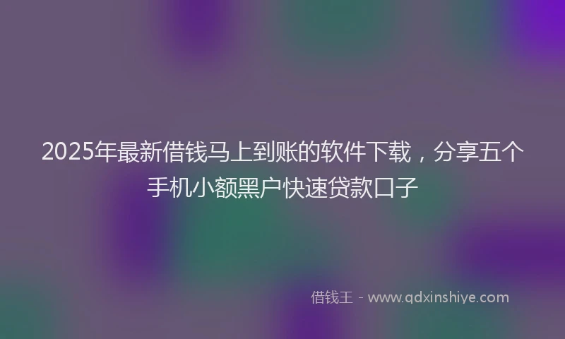 2025年最新借钱马上到账的软件下载，分享五个手机小额黑户快速贷款口子