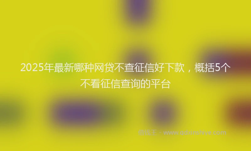 2025年最新哪种网贷不查征信好下款，概括5个不看征信查询的平台