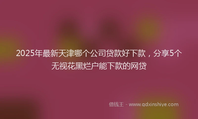 2025年最新天津哪个公司贷款好下款，分享5个无视花黑烂户能下款的网贷