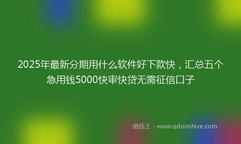 2025年最新分期用什么软件好下款快，汇总五个急用钱5000快审快贷无需征信口子