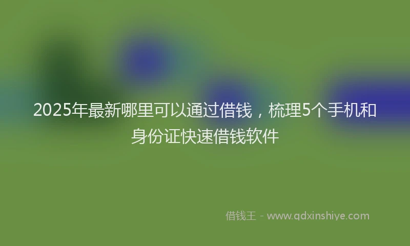 2025年最新哪里可以通过借钱，梳理5个手机和身份证快速借钱软件