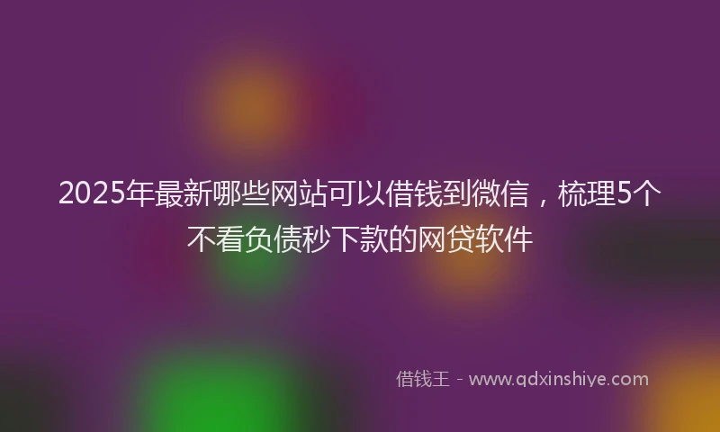 2025年最新哪些网站可以借钱到微信，梳理5个不看负债秒下款的网贷软件