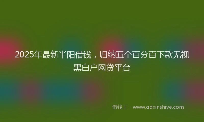 2025年最新半阳借钱，归纳五个百分百下款无视黑白户网贷平台