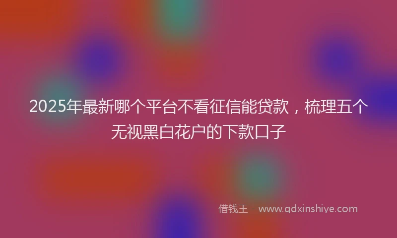 2025年最新哪个平台不看征信能贷款，梳理五个无视黑白花户的下款口子