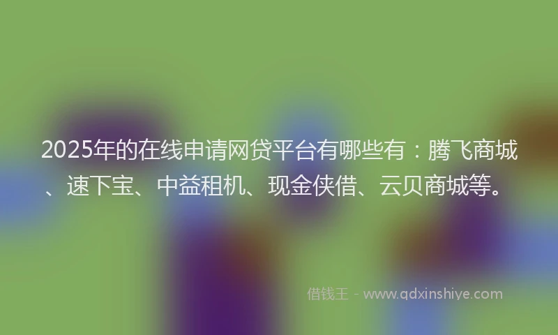 2025年的在线申请网贷平台有哪些有：腾飞商城、速下宝、中益租机、现金侠借、云贝商城等。