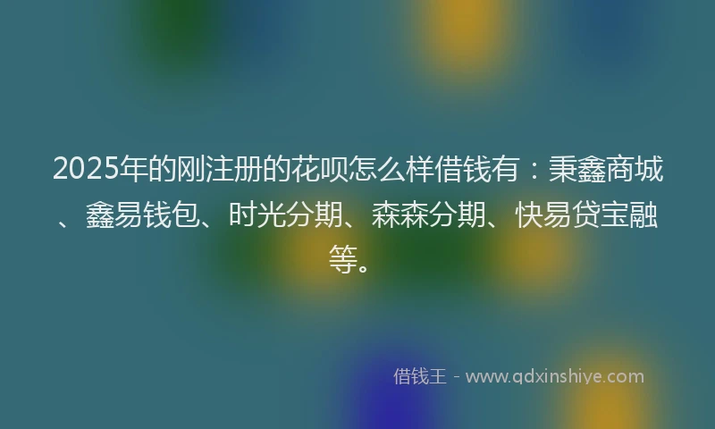 2025年的刚注册的花呗怎么样借钱有：秉鑫商城、鑫易钱包、时光分期、森森分期、快易贷宝融等。