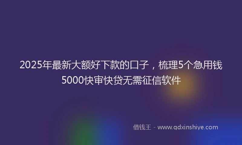 2025年最新大额好下款的口子，梳理5个急用钱5000快审快贷无需征信软件