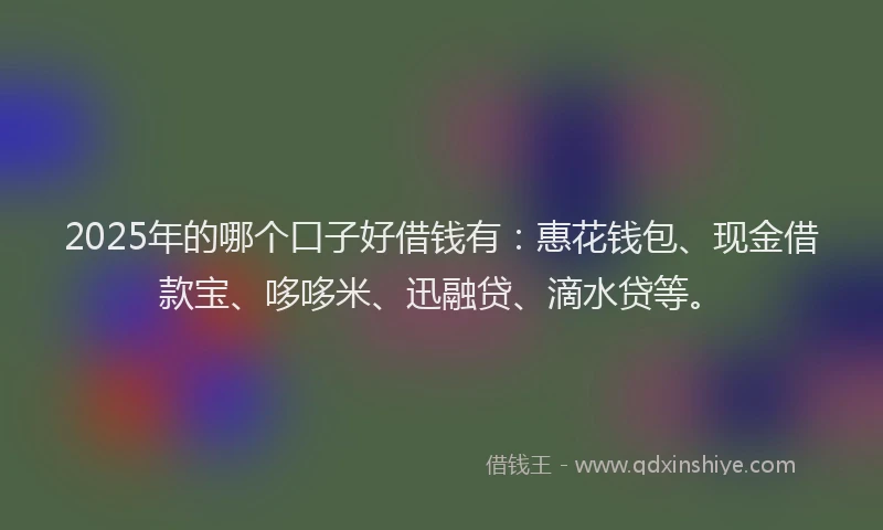 2025年的哪个口子好借钱有：惠花钱包、现金借款宝、哆哆米、迅融贷、滴水贷等。