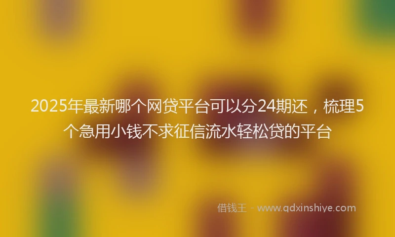 2025年最新哪个网贷平台可以分24期还，梳理5个急用小钱不求征信流水轻松贷的平台