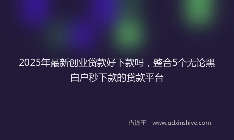 2025年最新创业贷款好下款吗，整合5个无论黑白户秒下款的贷款平台
