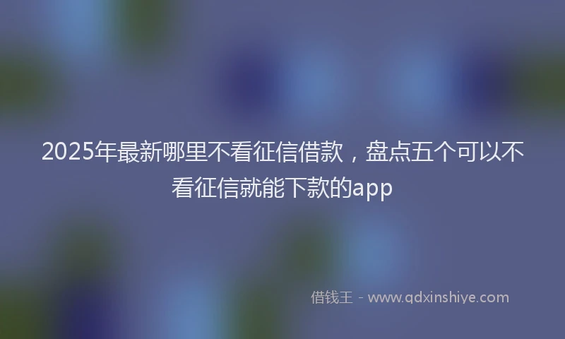 2025年最新哪里不看征信借款，盘点五个可以不看征信就能下款的app