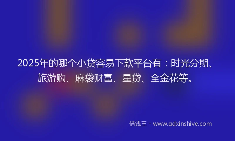 2025年的哪个小贷容易下款平台有：时光分期、旅游购、麻袋财富、星贷、全金花等。