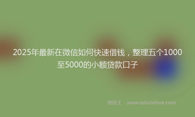 2025年最新在微信如何快速借钱，整理五个1000至5000的小额贷款口子