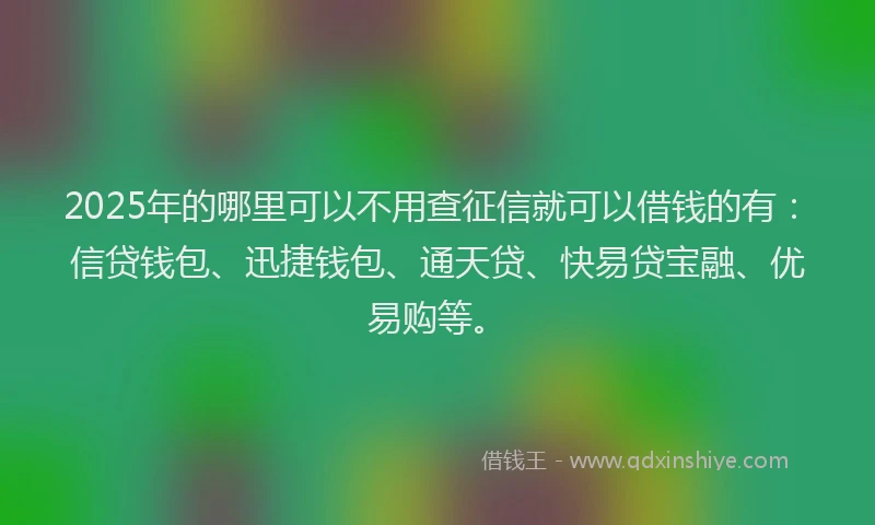 2025年的哪里可以不用查征信就可以借钱的有：信贷钱包、迅捷钱包、通天贷、快易贷宝融、优易购等。
