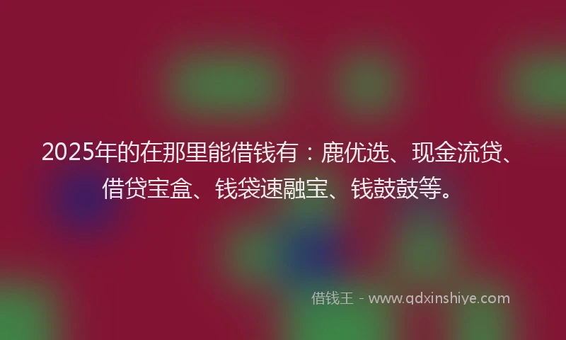 2025年的在那里能借钱有：鹿优选、现金流贷、借贷宝盒、钱袋速融宝、钱鼓鼓等。