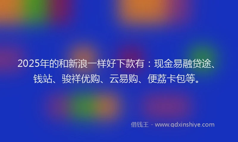 2025年的和新浪一样好下款有：现金易融贷途、钱站、骏祥优购、云易购、便荔卡包等。