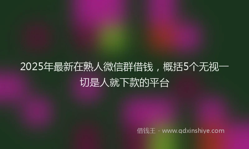 2025年最新在熟人微信群借钱，概括5个无视一切是人就下款的平台