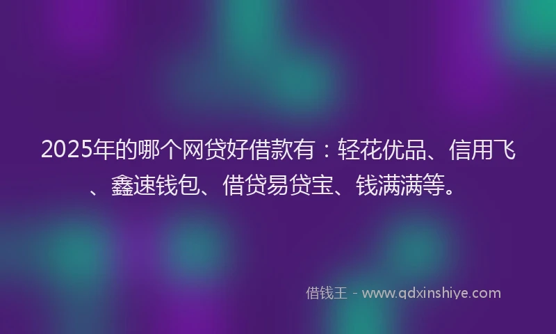 2025年的哪个网贷好借款有：轻花优品、信用飞、鑫速钱包、借贷易贷宝、钱满满等。
