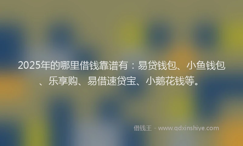2025年的哪里借钱靠谱有：易贷钱包、小鱼钱包、乐享购、易借速贷宝、小鹅花钱等。