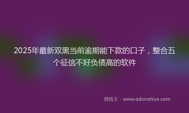 2025年最新双黑当前逾期能下款的口子，整合五个征信不好负债高的软件