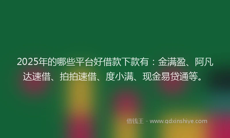 2025年的哪些平台好借款下款有：金满盈、阿凡达速借、拍拍速借、度小满、现金易贷通等。
