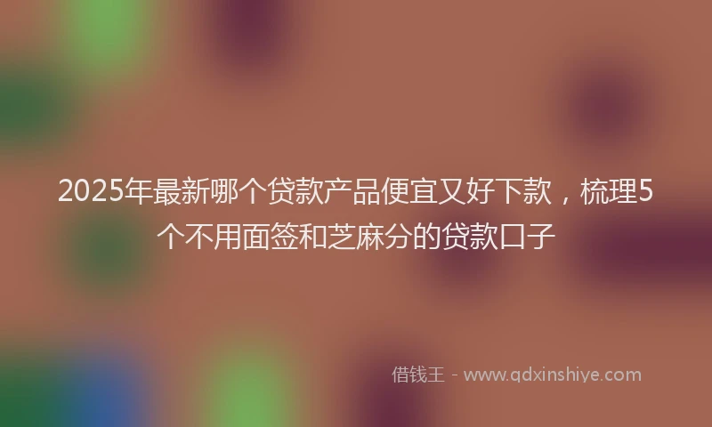 2025年最新哪个贷款产品便宜又好下款，梳理5个不用面签和芝麻分的贷款口子