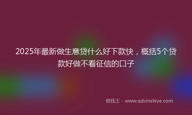2025年最新做生意贷什么好下款快，概括5个贷款好做不看征信的口子