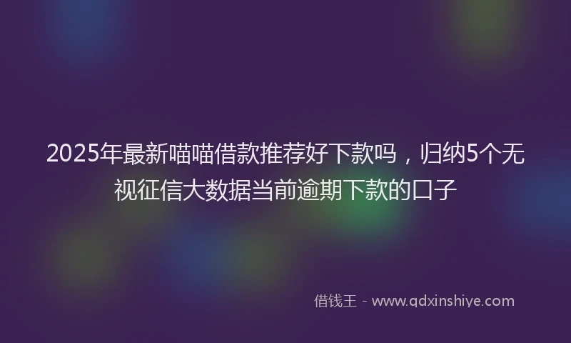 2025年最新喵喵借款推荐好下款吗，归纳5个无视征信大数据当前逾期下款的口子