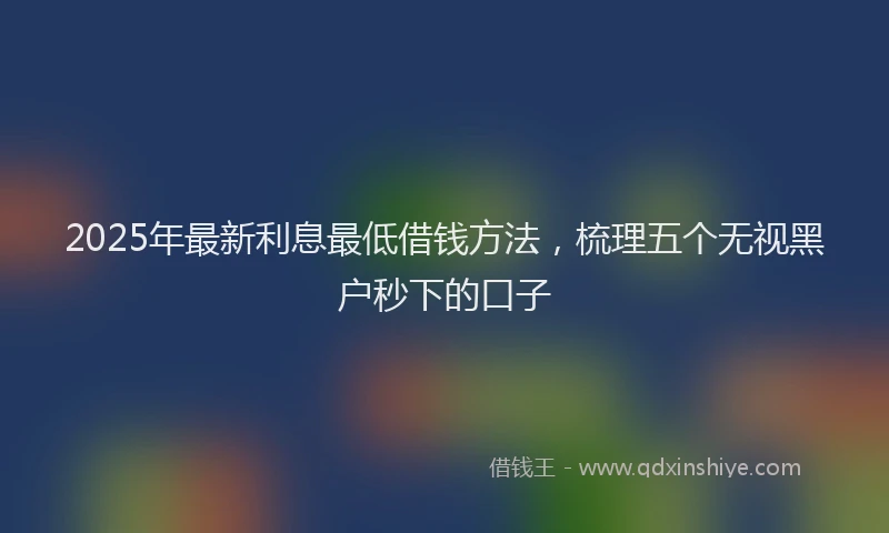 2025年最新利息最低借钱方法，梳理五个无视黑户秒下的口子