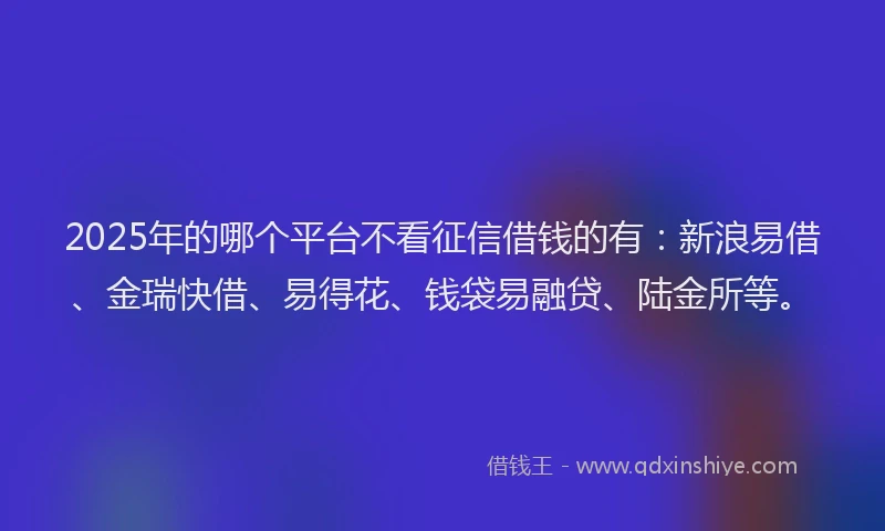 2025年的哪个平台不看征信借钱的有：新浪易借、金瑞快借、易得花、钱袋易融贷、陆金所等。