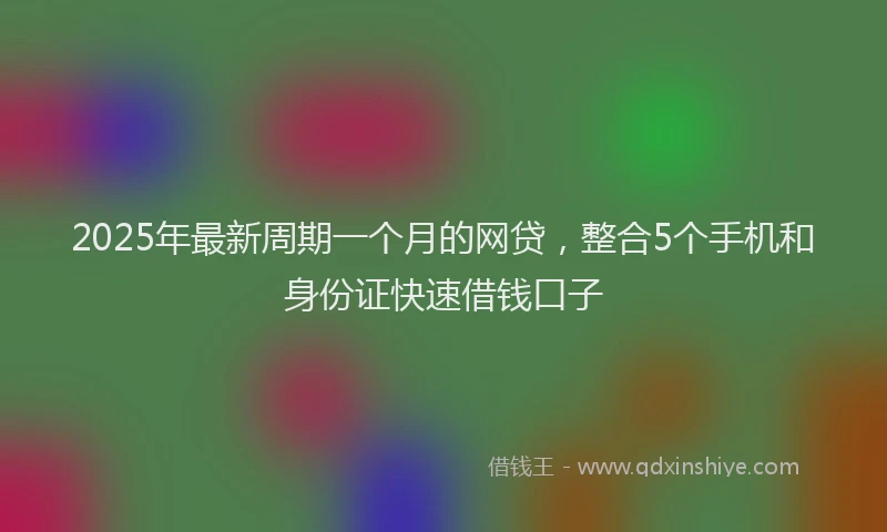 2025年最新周期一个月的网贷，整合5个手机和身份证快速借钱口子