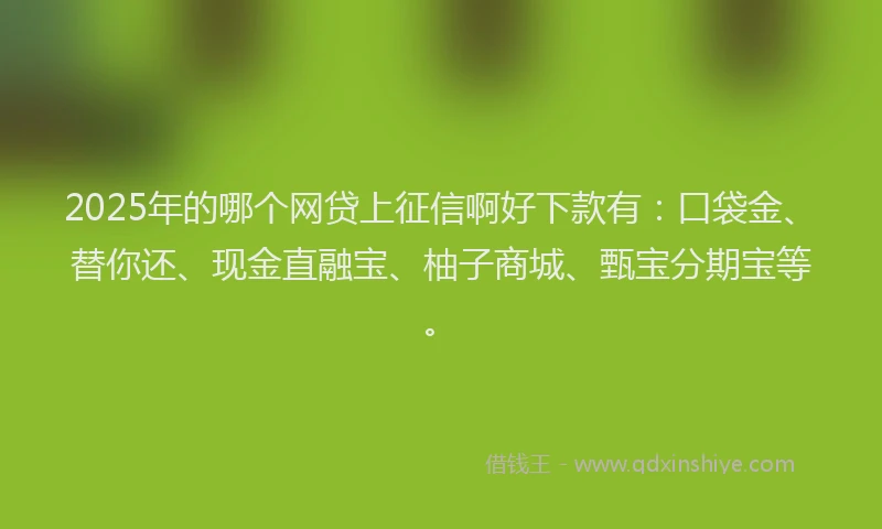 2025年的哪个网贷上征信啊好下款有：口袋金、替你还、现金直融宝、柚子商城、甄宝分期宝等。