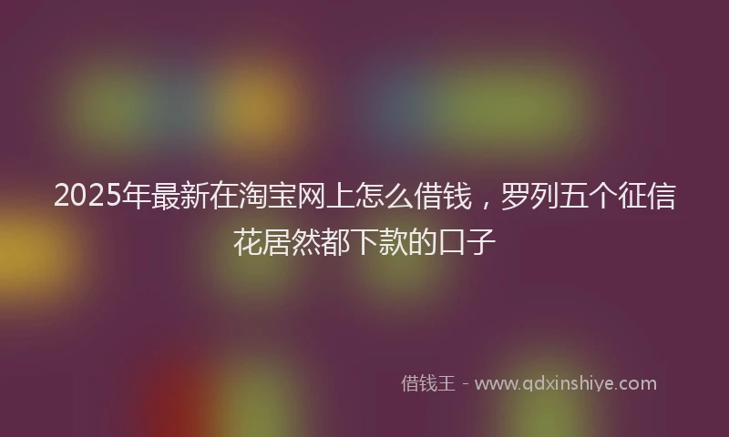 2025年最新在淘宝网上怎么借钱，罗列五个征信花居然都下款的口子