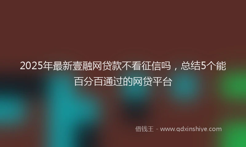 2025年最新壹融网贷款不看征信吗，总结5个能百分百通过的网贷平台