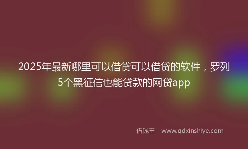 2025年最新哪里可以借贷可以借贷的软件，罗列5个黑征信也能贷款的网贷app