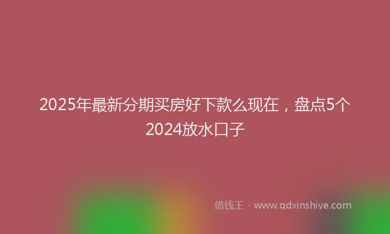2025年最新分期买房好下款么现在，盘点5个2024放水口子
