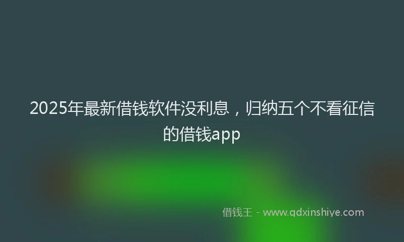 2025年最新借钱软件没利息，归纳五个不看征信的借钱app