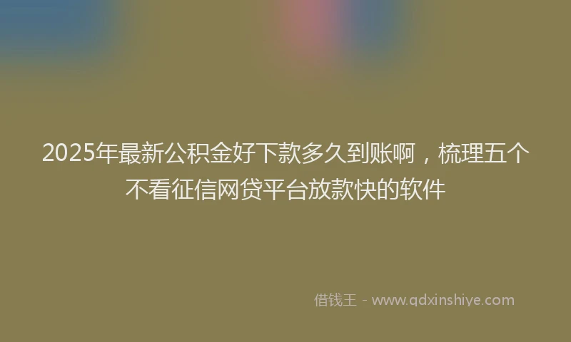2025年最新公积金好下款多久到账啊，梳理五个不看征信网贷平台放款快的软件