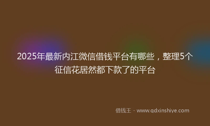 2025年最新内江微信借钱平台有哪些，整理5个征信花居然都下款了的平台