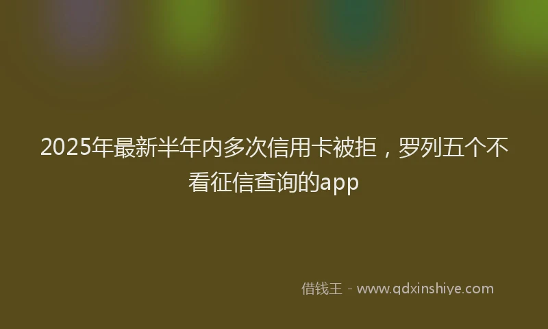 2025年最新半年内多次信用卡被拒，罗列五个不看征信查询的app