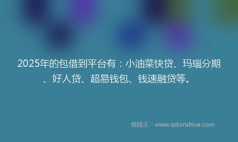 2025年的包借到平台有：小油菜快贷、玛瑙分期、好人贷、超易钱包、钱速融贷等。