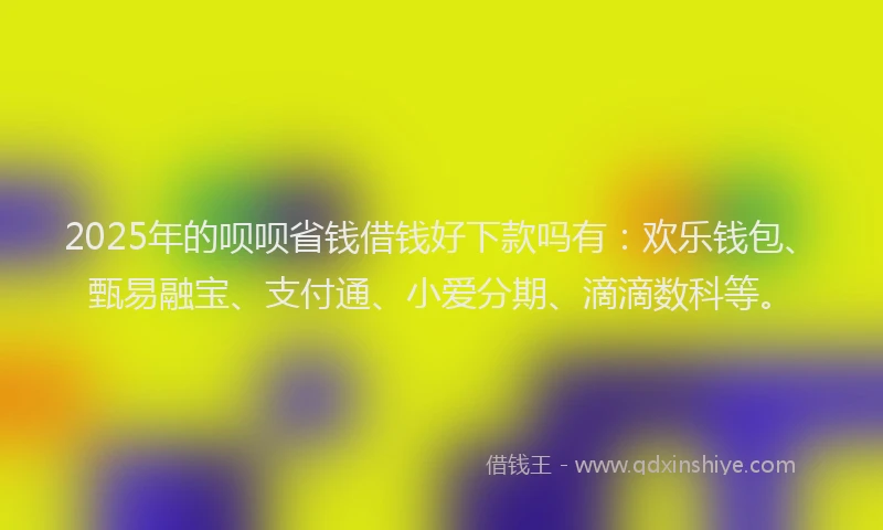 2025年的呗呗省钱借钱好下款吗有：欢乐钱包、甄易融宝、支付通、小爱分期、滴滴数科等。
