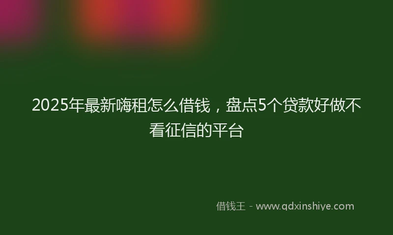 2025年最新嗨租怎么借钱，盘点5个贷款好做不看征信的平台