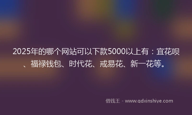 2025年的哪个网站可以下款5000以上有：宜花呗、福禄钱包、时代花、戒易花、新一花等。