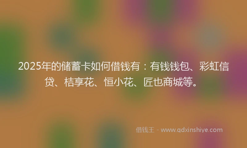 2025年的储蓄卡如何借钱有：有钱钱包、彩虹信贷、桔享花、恒小花、匠也商城等。
