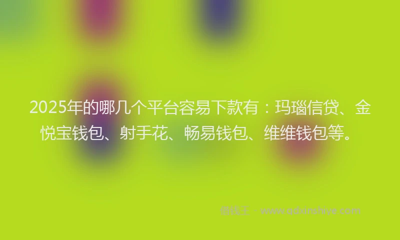 2025年的哪几个平台容易下款有：玛瑙信贷、金悦宝钱包、射手花、畅易钱包、维维钱包等。