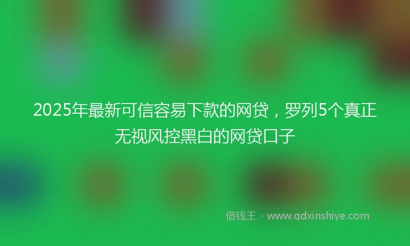 2025年最新可信容易下款的网贷，罗列5个真正无视风控黑白的网贷口子